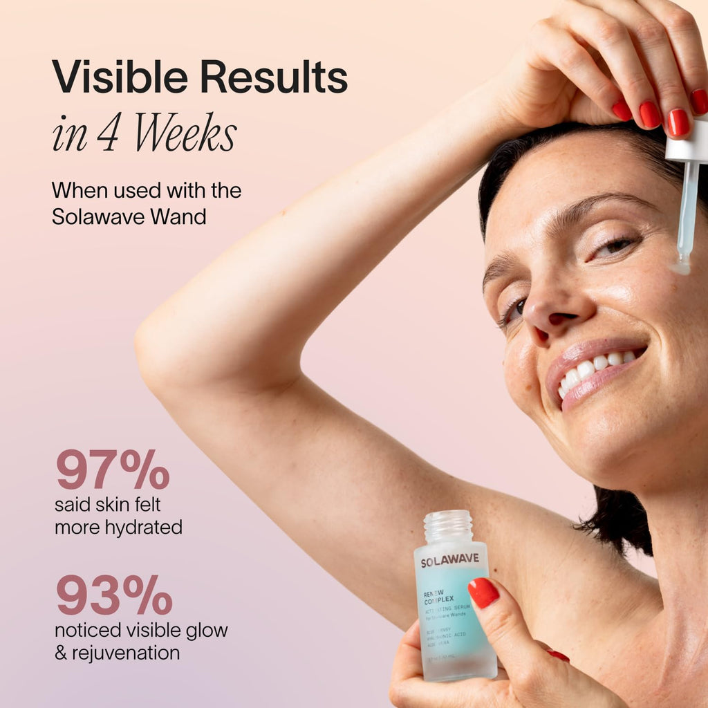 Solawave Renew Complex Serum for Face & Neck — Red Light Therapy Activation (2 Pack, 1 oz)