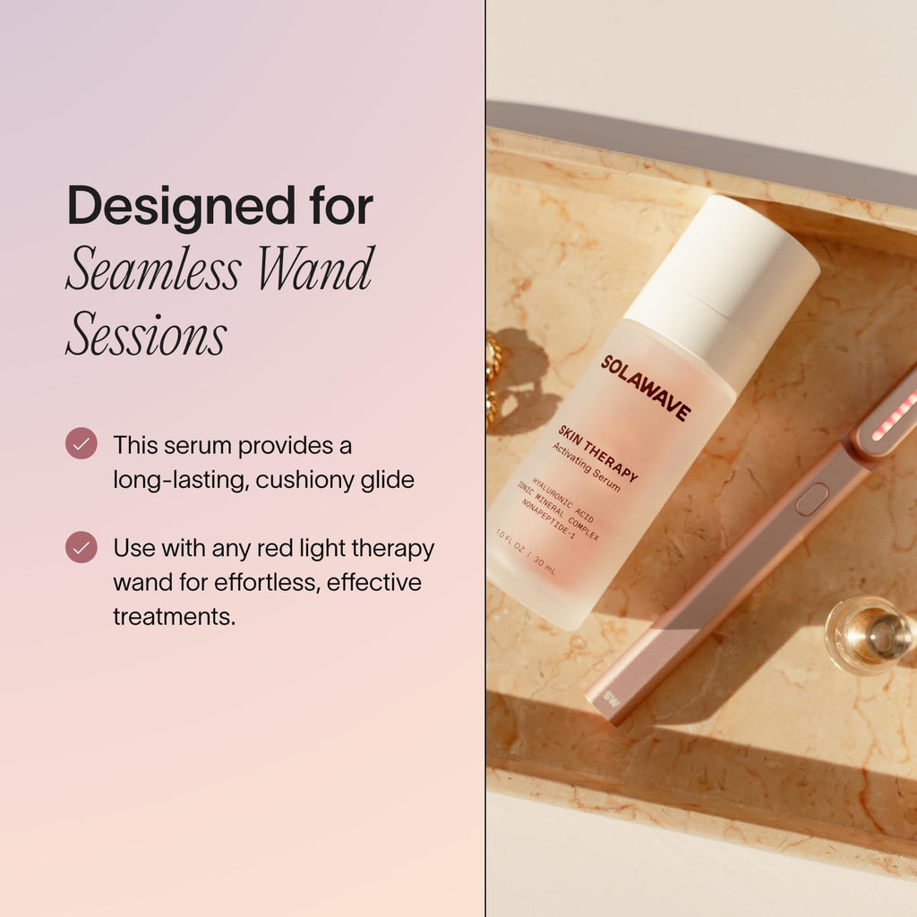 SolaWave Skin Therapy Activating Serum with 2-Pack Refills | Hydrating Red Light Therapy & Microcurrent Support