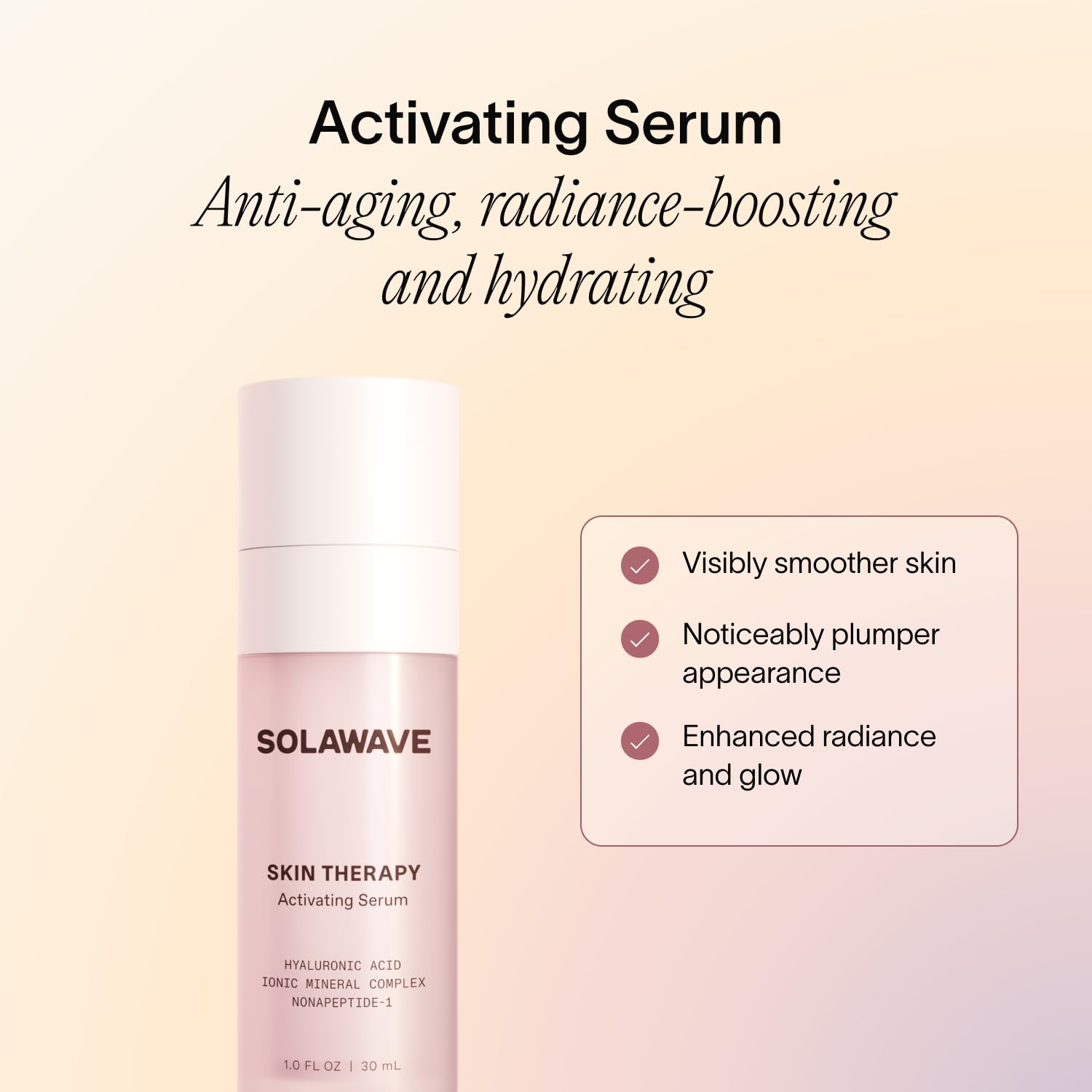SolaWave Skin Therapy Activating Serum with 2-Pack Refills | Hydrating Red Light Therapy & Microcurrent Support