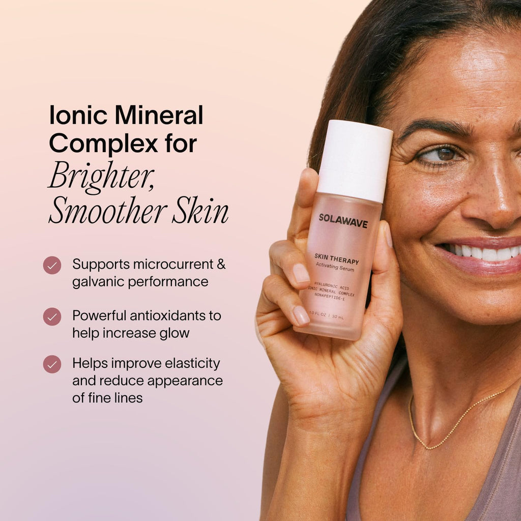 SolaWave Skin Therapy Activating Serum with 2-Pack Refills | Hydrating Red Light Therapy & Microcurrent Support