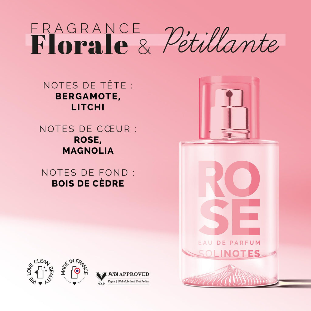 Solinotes Rose Perfume for Women – 1.7 Fl Oz / 50 ml – Clean, Vegan, Cruelty-Free, Made in France