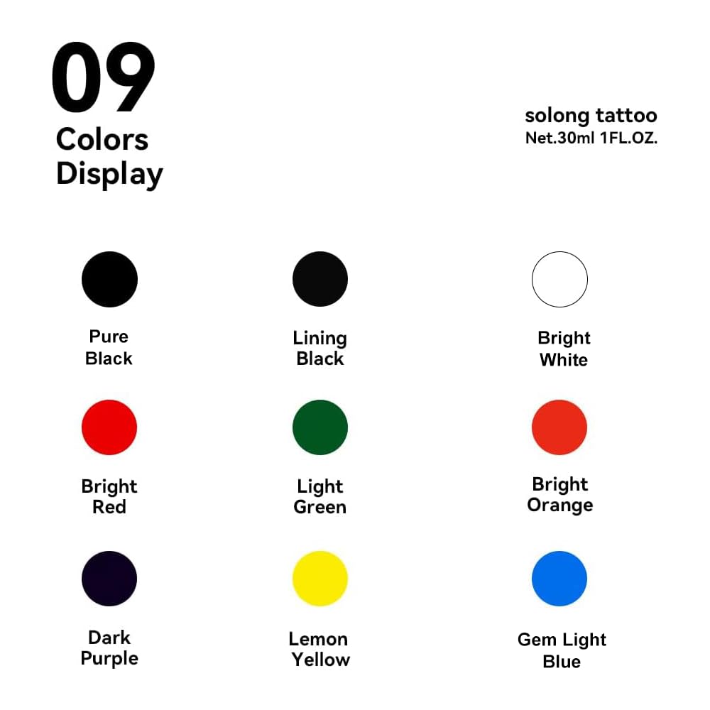Solong Tattoo 9PCS Ink Color Set – 1oz (30ml) TI302S-30-9