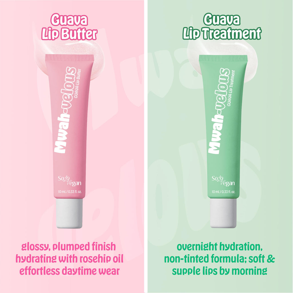 SoloVegan Mwah-velous Guava Lip Duo – Day & Night Hydration with Rosehip & Hyaluronic Acid