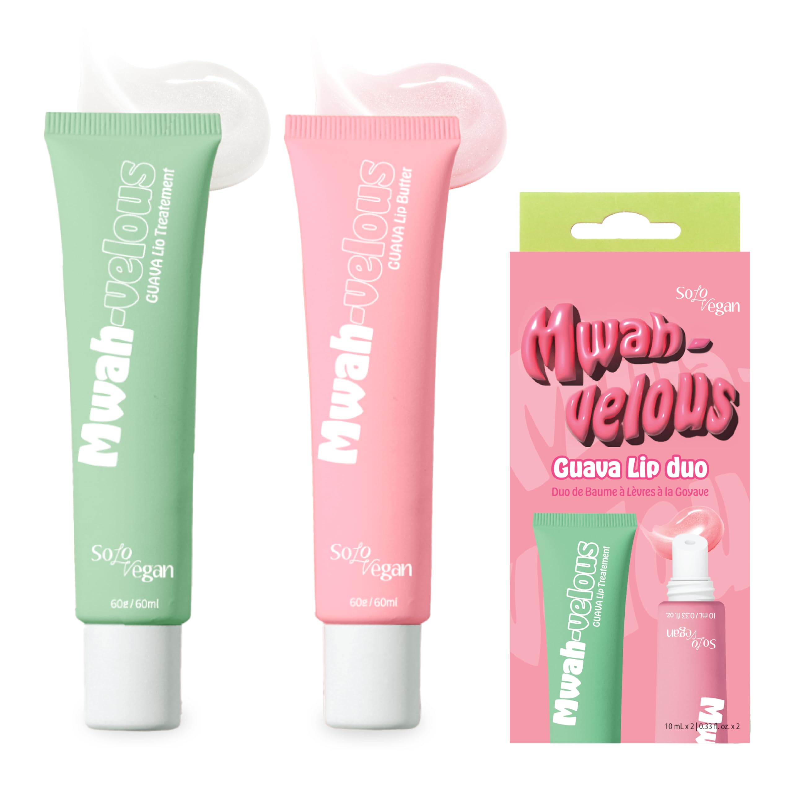 SoloVegan Mwah-velous Guava Lip Duo – Day & Night Hydration with Rosehip & Hyaluronic Acid