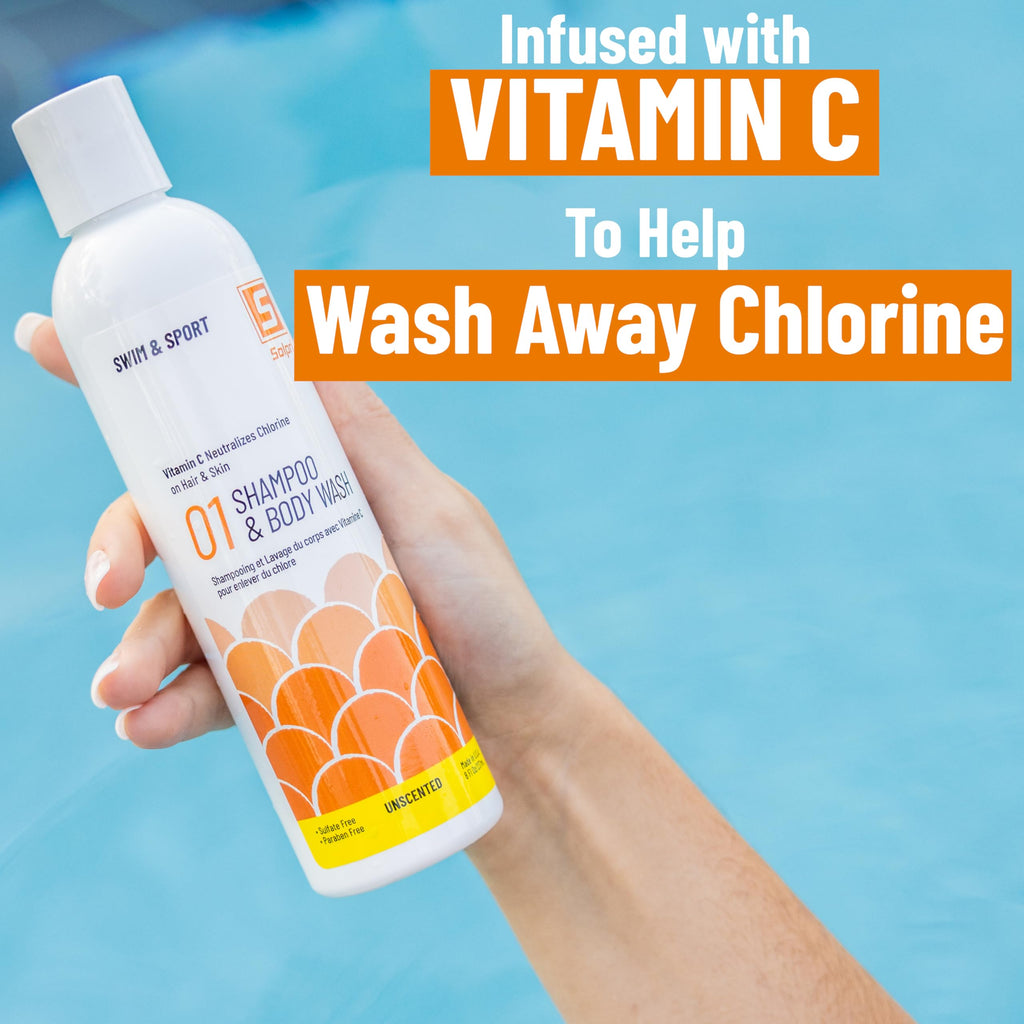 Solpri Swimmers Chlorine Shampoo & Body Wash – Unscented with Vitamin C, Sulfate Free | 8 Fl Oz