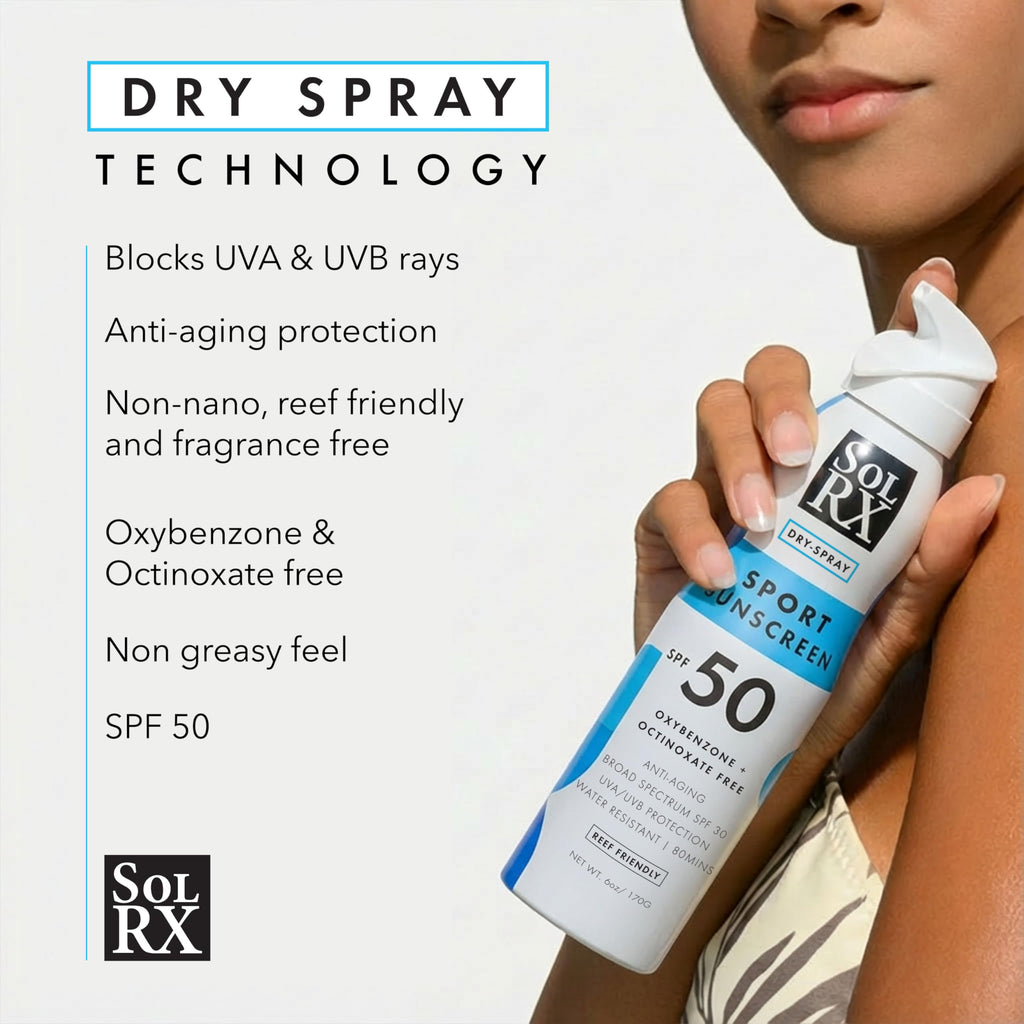 SolRX Sport Spray SPF 50 – Reef-Friendly Broad Spectrum Sunscreen for Face & Body