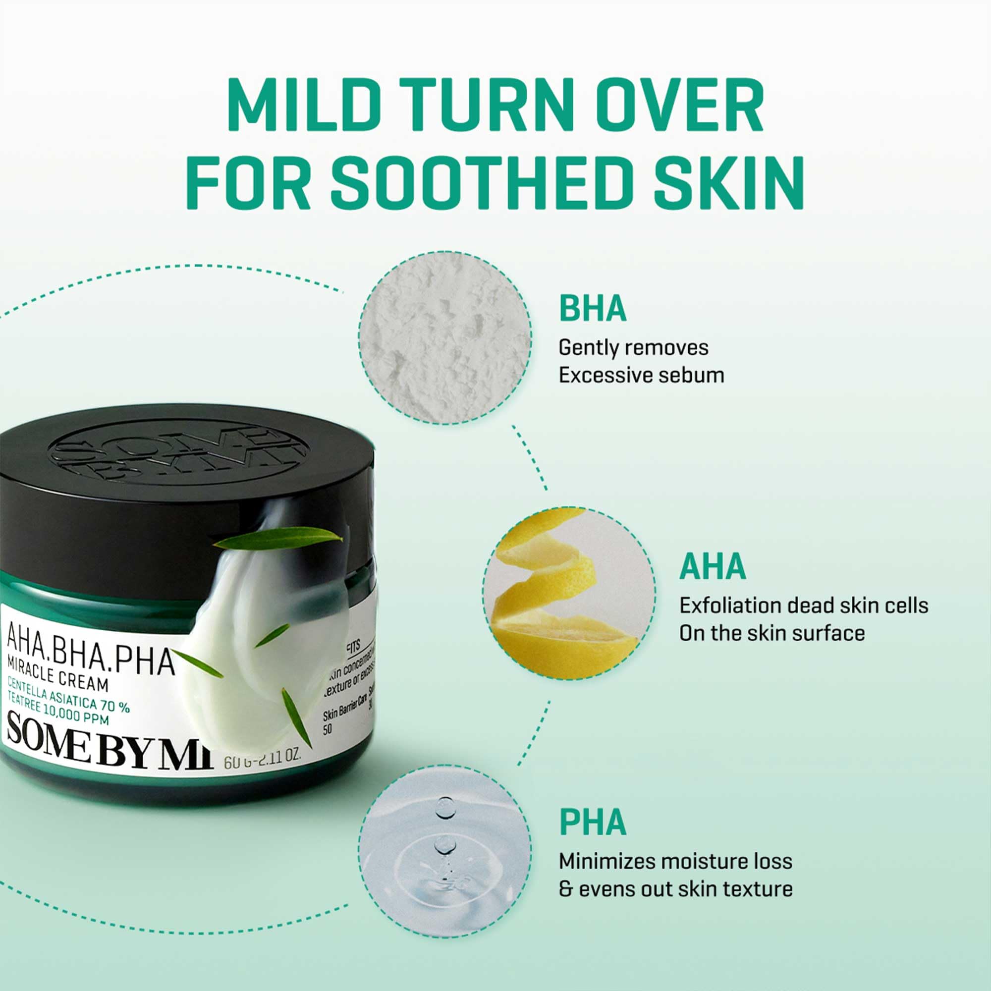SOME BY MI AHA BHA PHA 30 Days Miracle Cream – Pack of 2 | Gentle Exfoliating Moisturizer for All Skin Types