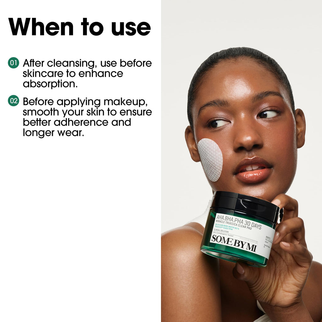 SOME BY MI AHA BHA PHA 30 Days Miracle Truecica Clear Pad – Pack of 2 | Korean Exfoliating Toner Pads