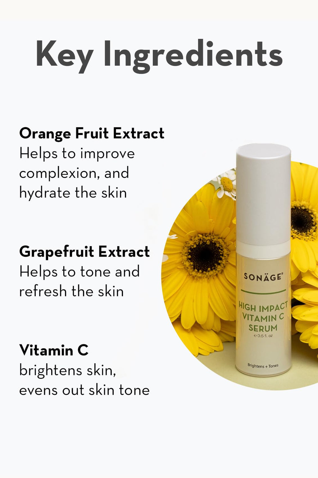 SONAGE High Impact Vitamin C Serum with Hyaluronic Acid – Hydrates & Fades Dark Spots (30 ml)
