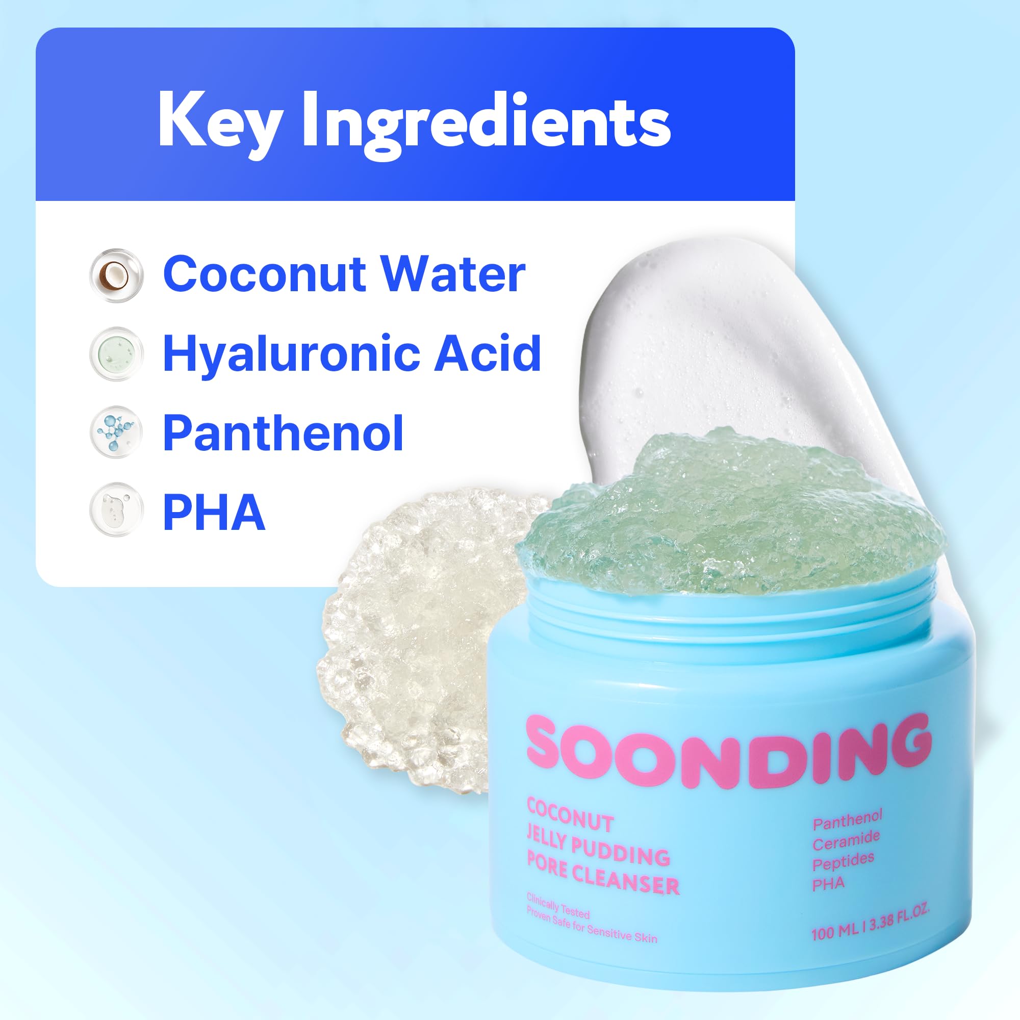 SOONDING Coconut Jelly Pudding Cleanser – Jelly-to-Foam Hydrating Face Wash (100ml)
