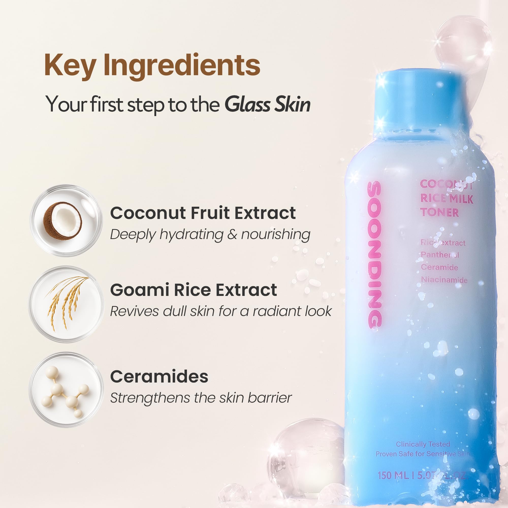SOONDING Coconut Rice Milk Toner – Calming Hydration, Barrier Support, Fragrance-Free (150ml)