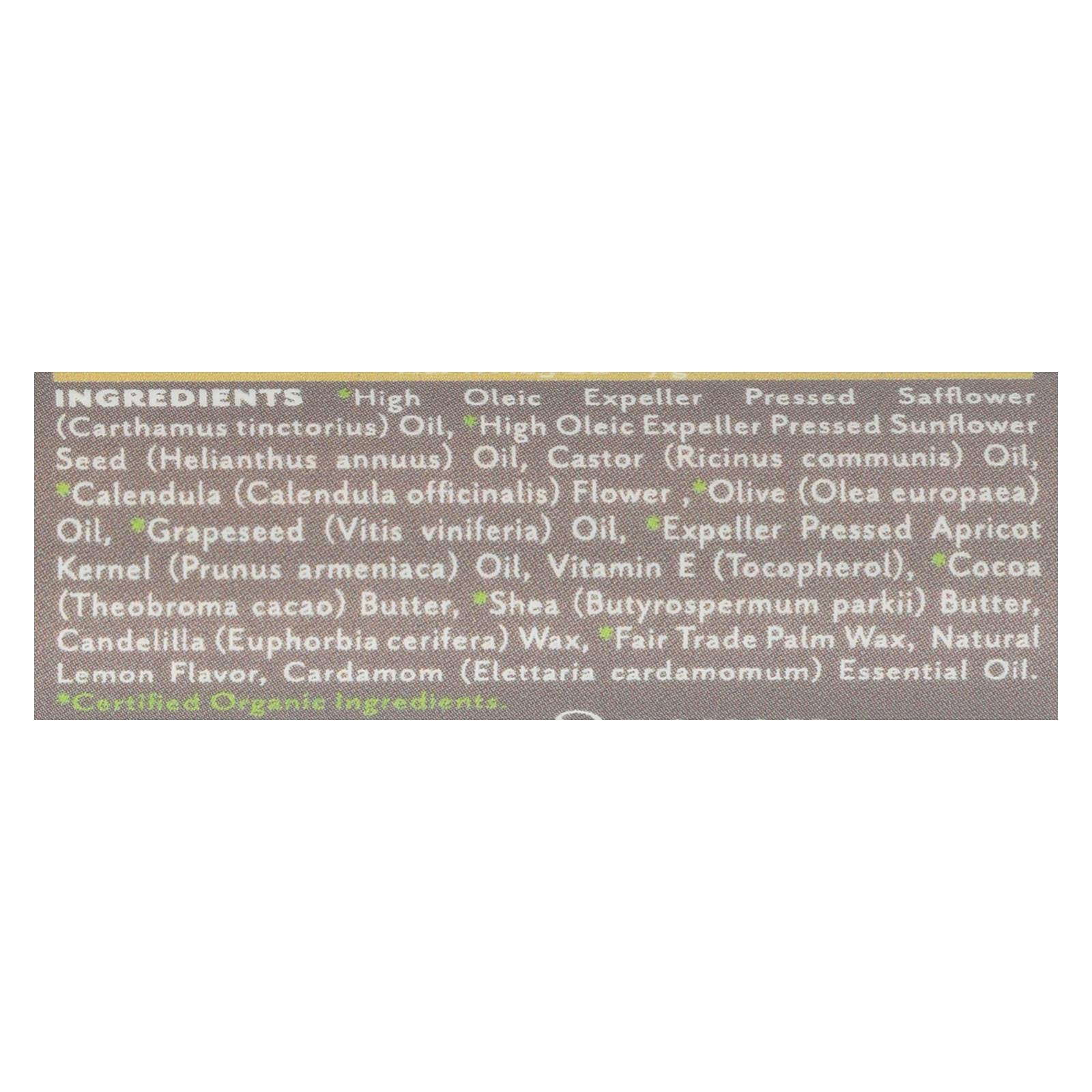 Soothing Touch Lemon Cardamom Vegan Lip Balm, 0.25 oz, 85% Organic, Case of 12