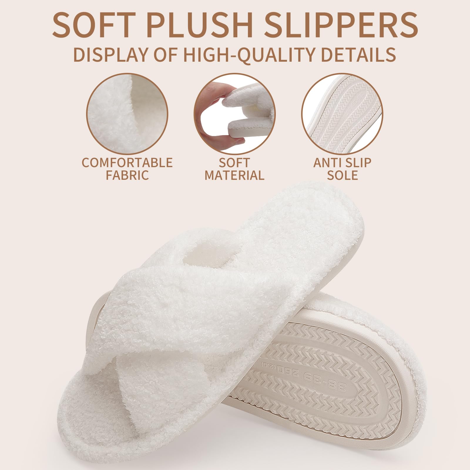 Sophproton 12 Pairs Fuzzy Slippers Bulk Pack (6x7-8, 6x9-10) – Ultra-Soft Cross Band Slippers with Non-Slip Soles