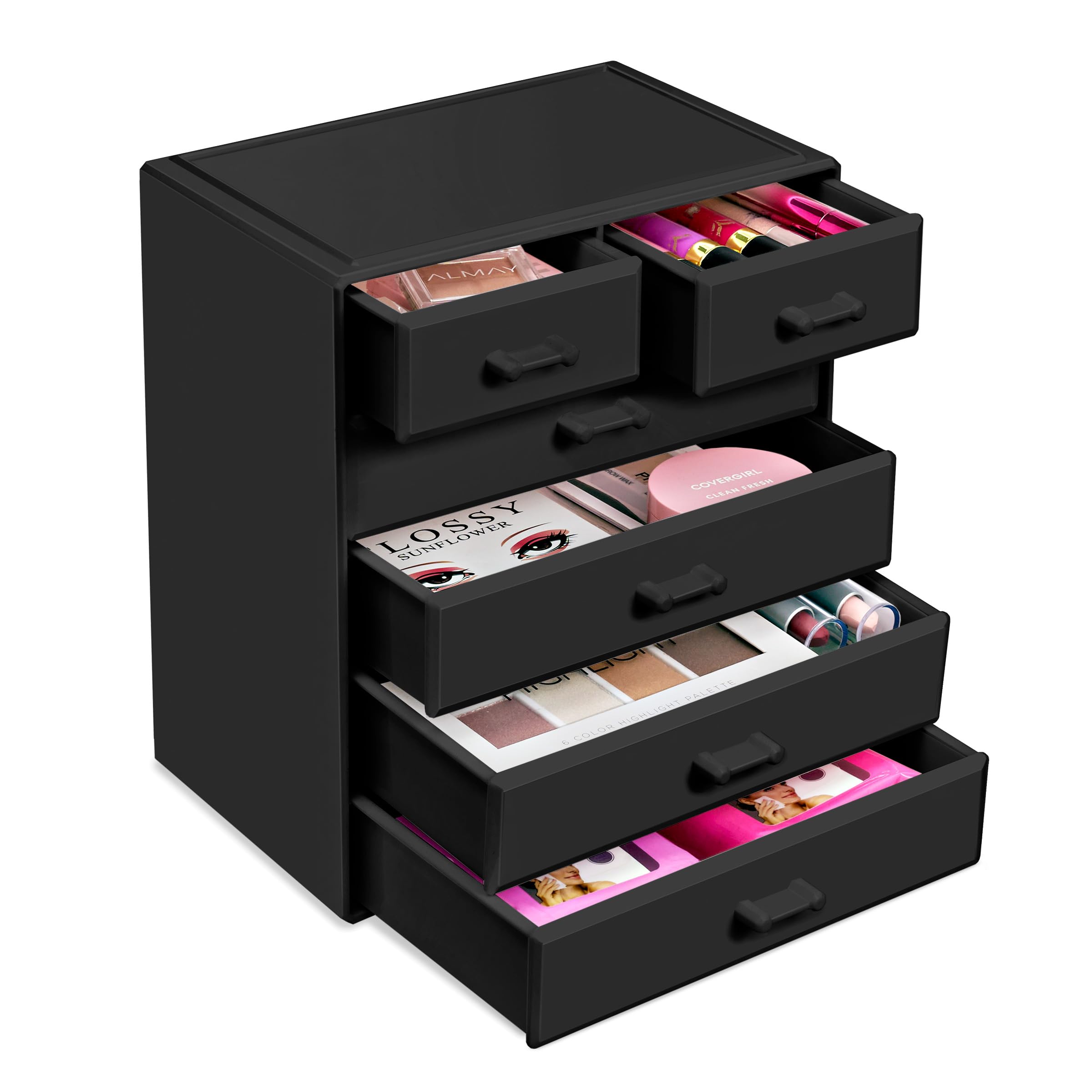 Sorbus Acrylic Makeup Organizer – Large 4-Drawer + 2-Small Drawer Vanity Storage