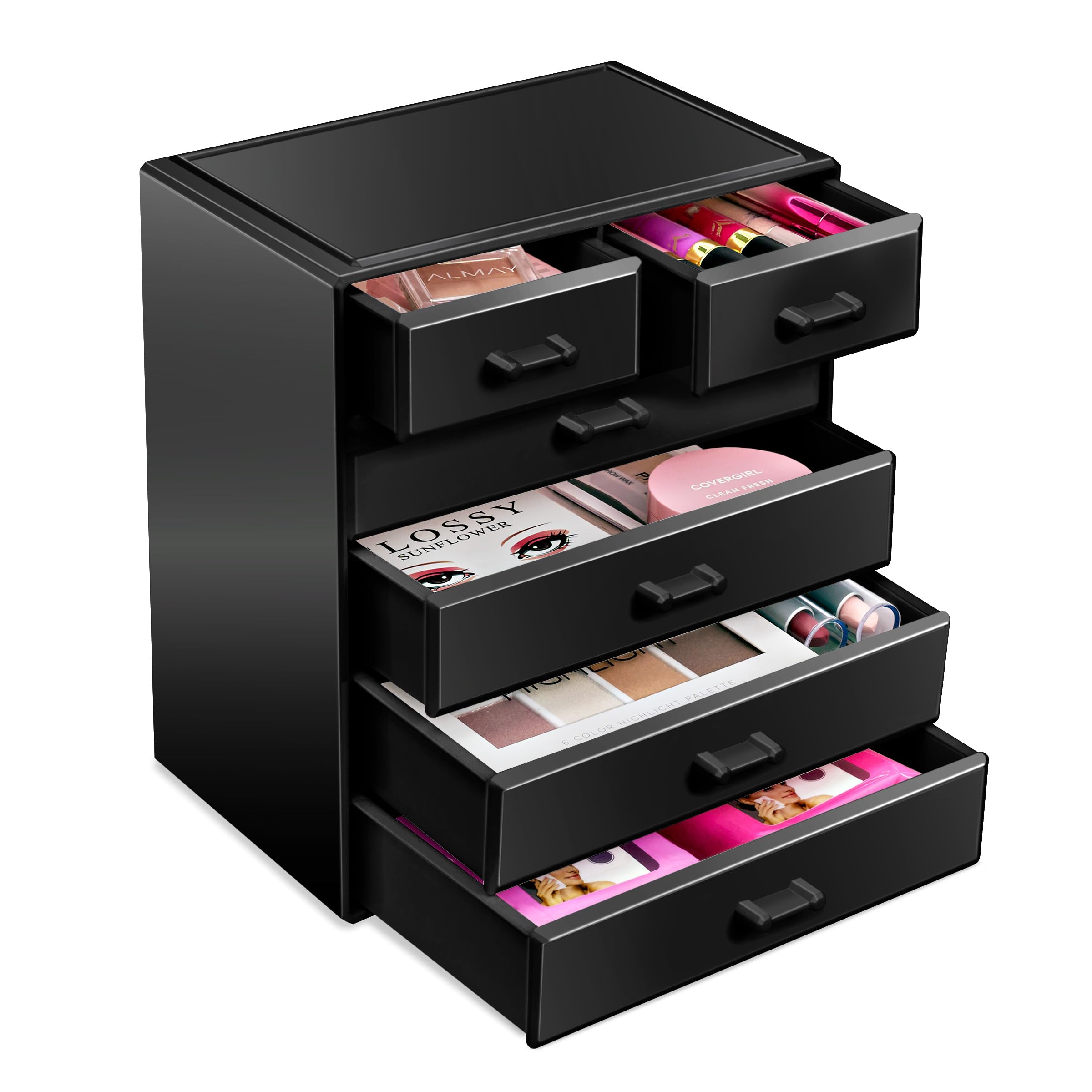 Sorbus Acrylic Makeup Organizer – Large 4-Drawer + 2-Small Drawer Vanity Storage