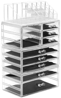 Sorbus Large Clear Makeup Organizer - Detachable 4-Piece Set for Vanity