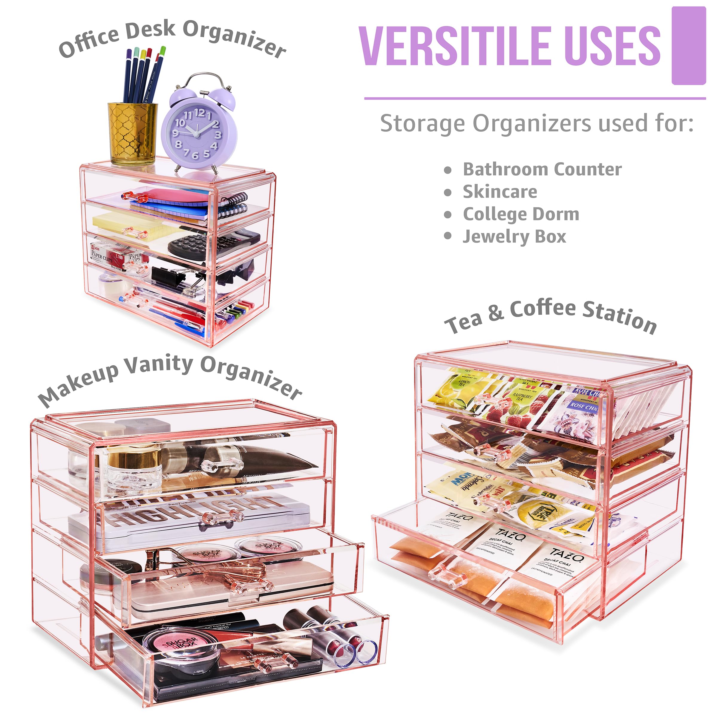 Sorbus 4-Drawer Makeup Organizer | Clear Acrylic Cosmetic Storage