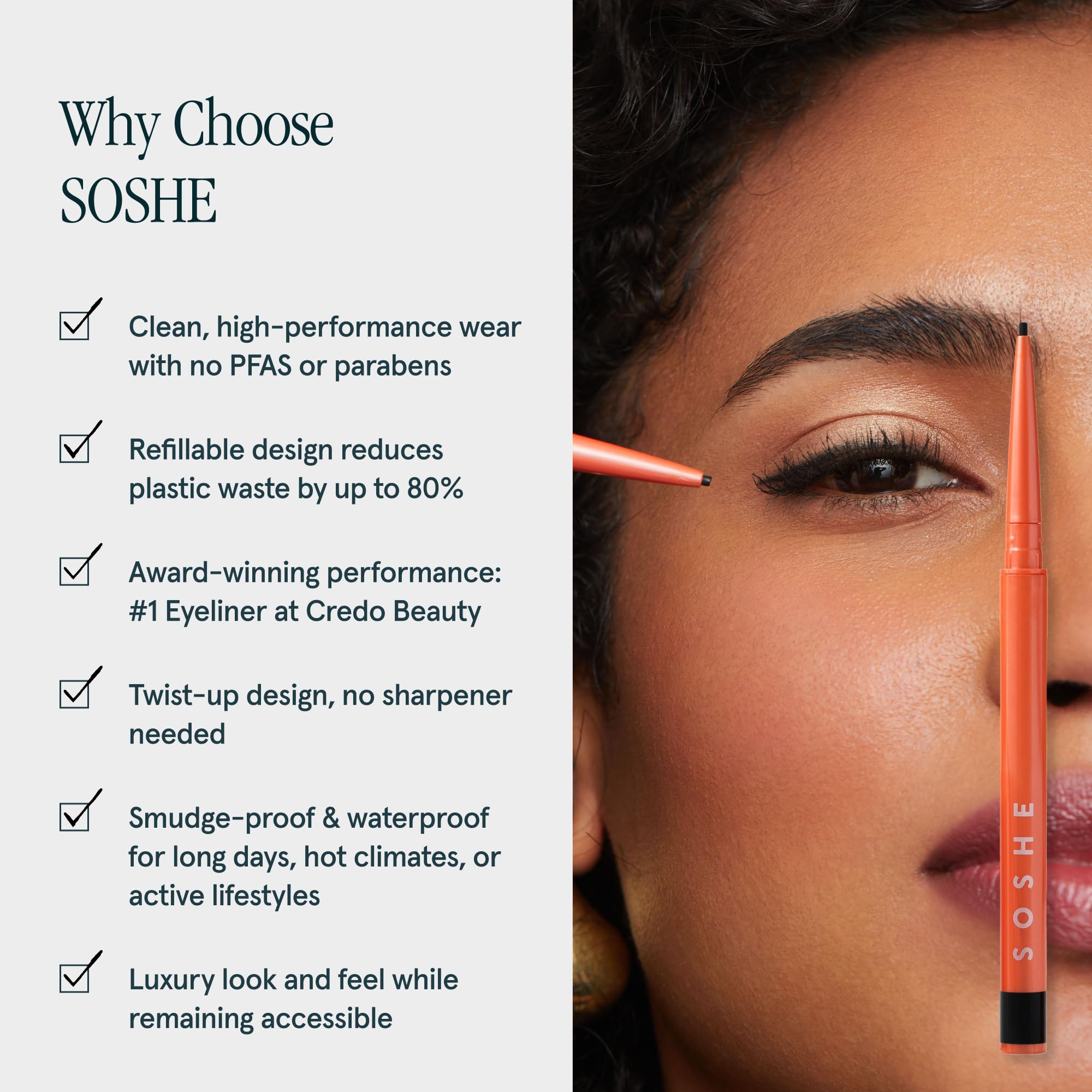 SOSHE Beauty - Waterproof Precision Eyeliner | 1.5mm Gel Liner | Memories of Blue Navy | Refillable & Cruelty-Free