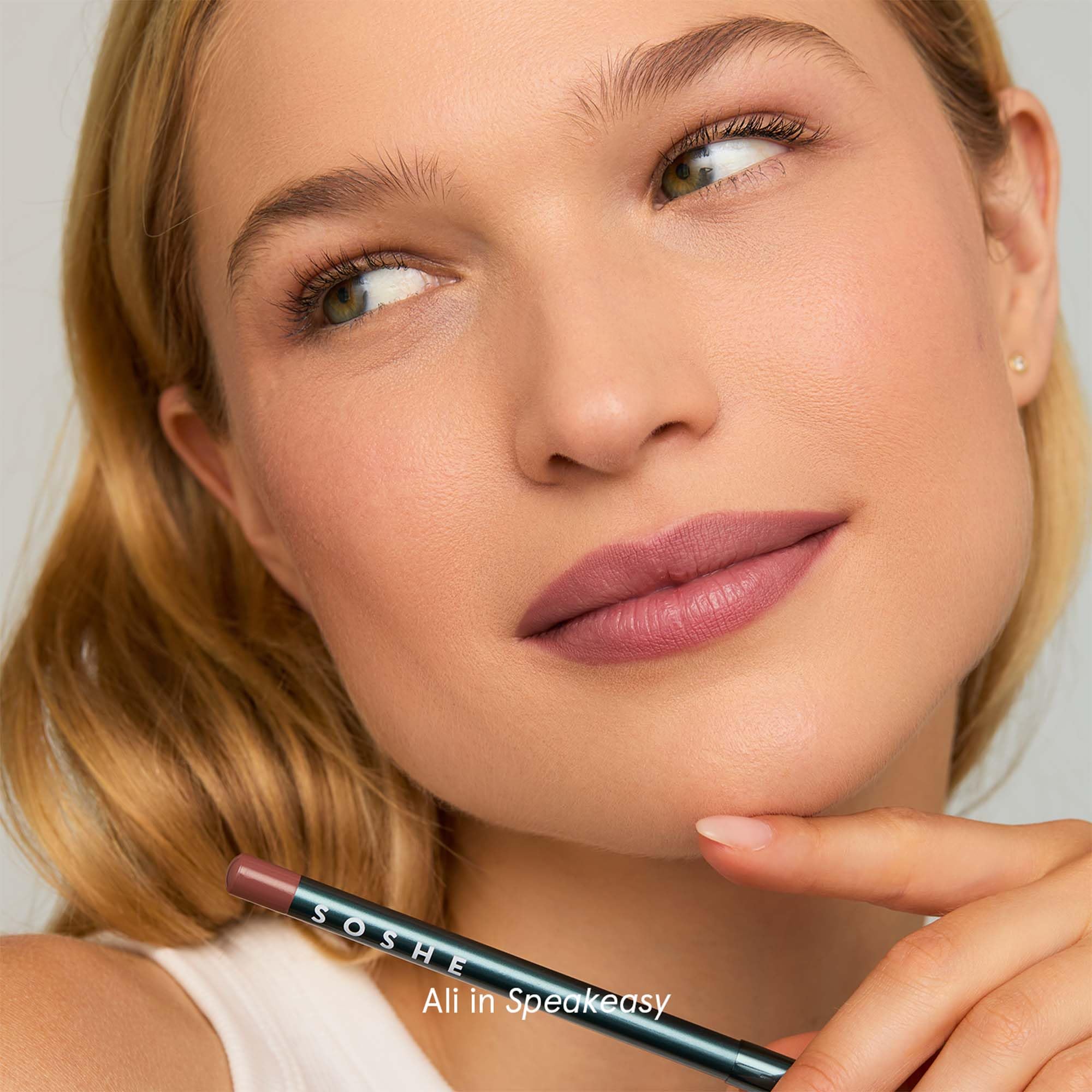 SOSHE Beauty Soft Glide Lip Liner – Speakeasy Dusty Mauve | Hydrating, Smooth, Cruelty-Free