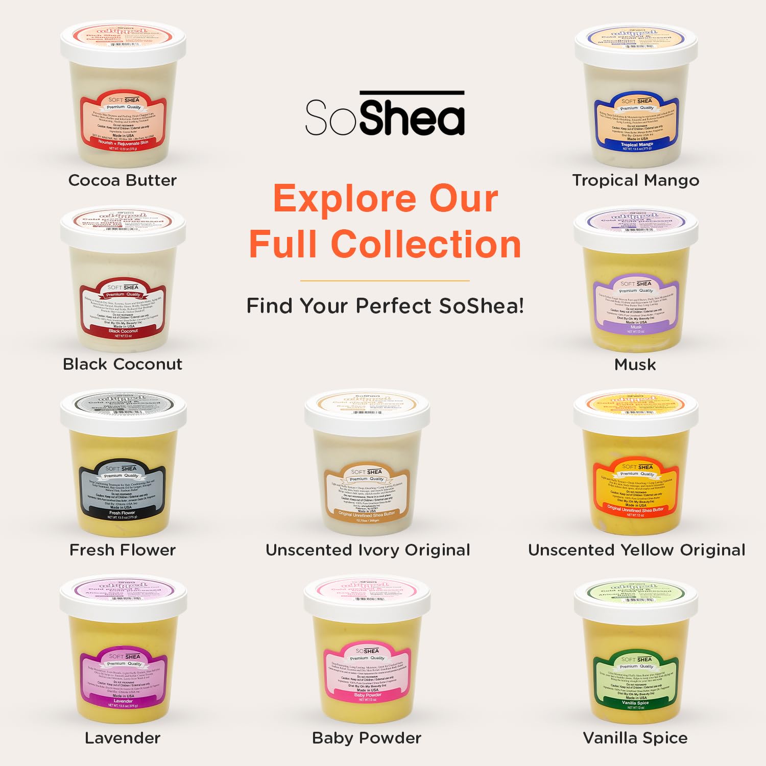 SoShea Whipped Shea Butter Vanilla Spice – Deep Hydration, 11.5oz (326g), Vegan & Cold-Processed