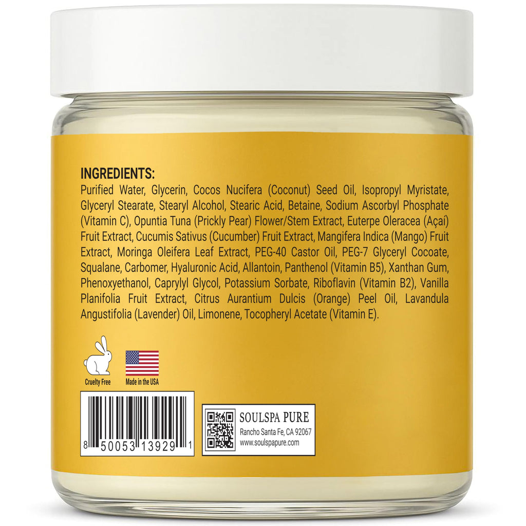 SOULSPA PURE Hydrating Face Mask – Overnight Mask with Hyaluronic Acid, Vitamin C, Squalane & Prickly Pear