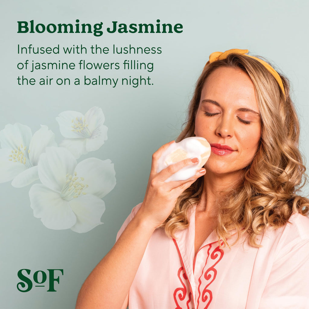 South Of France SoF Blooming Jasmine Triple Milled Bar Soap – Coconut Oil & Organic Shea Butter – Vegan & Non-GMO – 4 x 6 oz Bars
