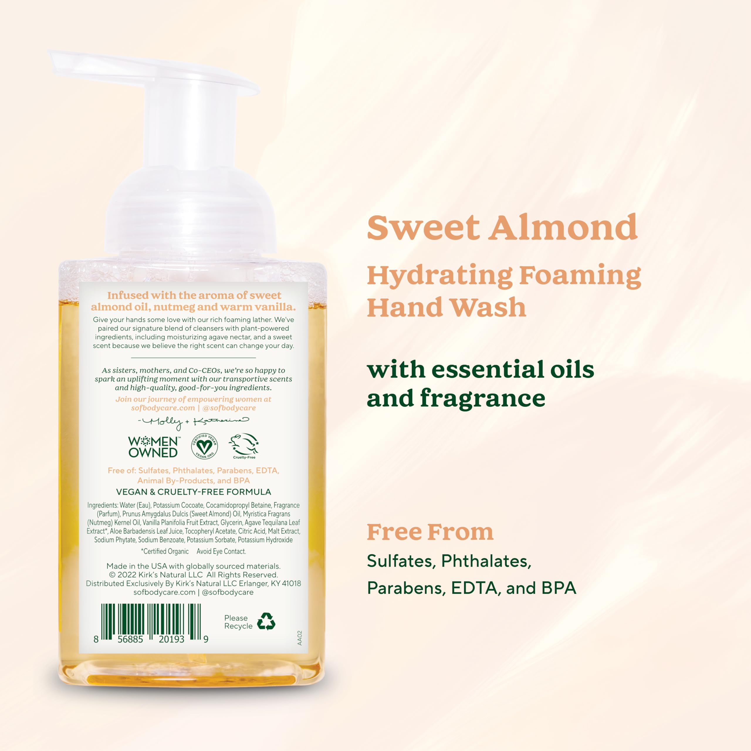 SoF Hydrating Foaming Hand Wash – Organic Agave Nectar & Coconut Oil (3x8 oz), Vegan & Non-GMO | South Of France