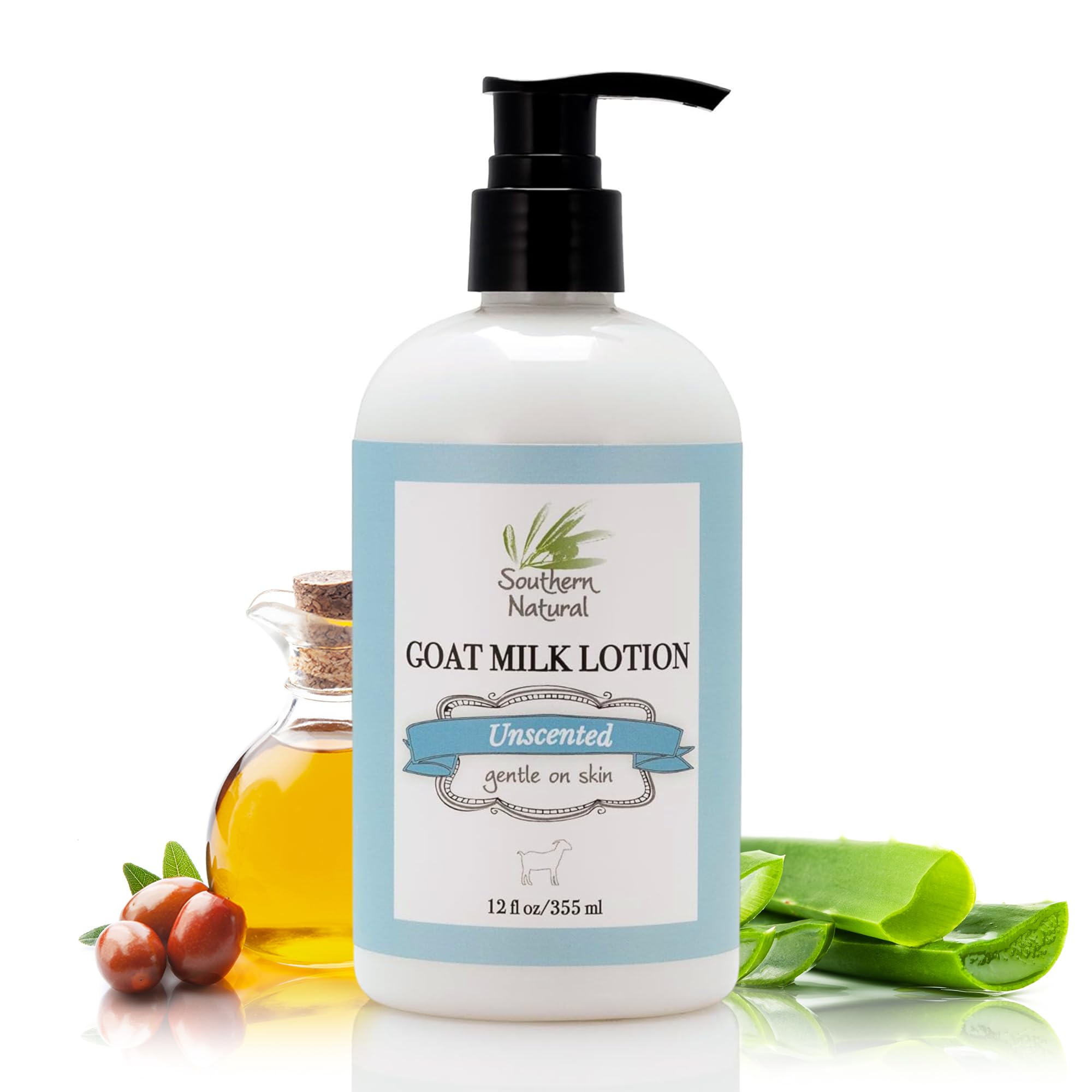 Southern Natural Goat Milk Lotion – Unscented 12oz for Dry & Sensitive Skin