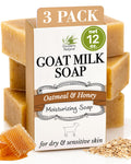 Southern Natural Oatmeal Soap Bar (3 Pack) – Unscented Goat Milk for Dry, Sensitive Skin