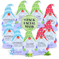 SpaLife Holiday Gnome Facial Masks 9 Pack | Korean Sheet Masks for Hydration, Glow & Self-Care