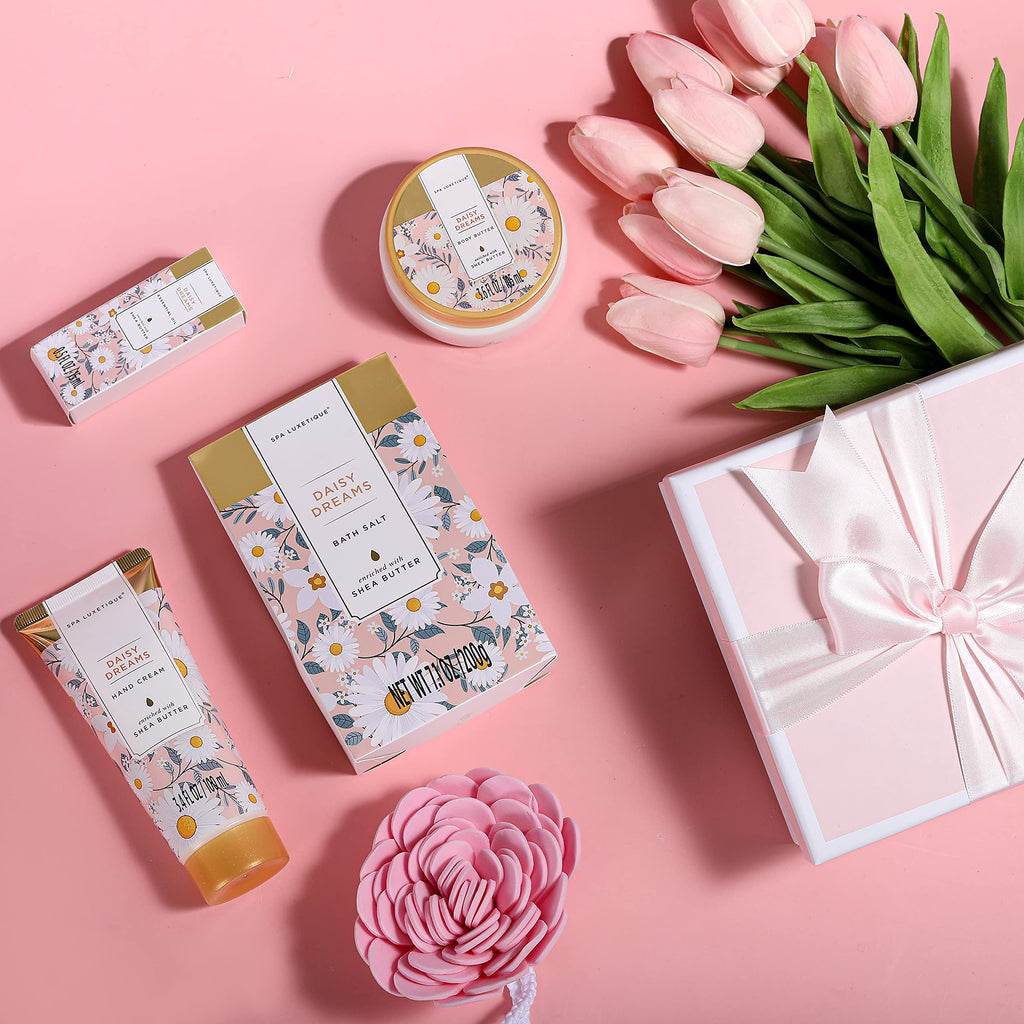 Spa Luxetique Daisy Dream 15-Piece Bath Gift Set – Shower Gel, Hand Cream & Tote