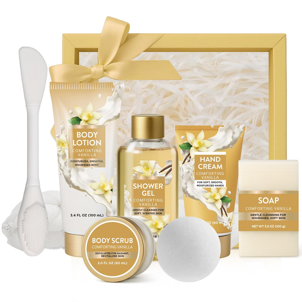 Spa Luxetique 8-Piece Vanilla Bath & Body Gift Set for Women | Self-Care Spa Gift