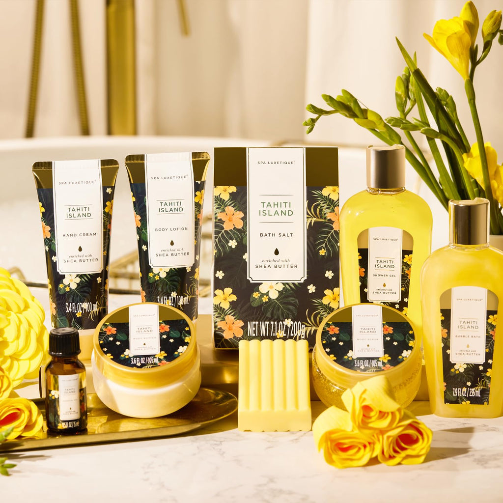 Spa Luxetique Bath Gift Set – 12pc Spa Gift Basket with Bubble Bath & Body Scrub
