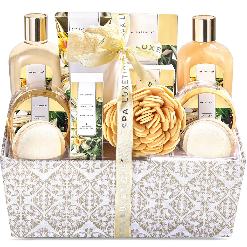 Spa Luxetique 12-Piece Vanilla Bath Set – Gift Basket for Women
