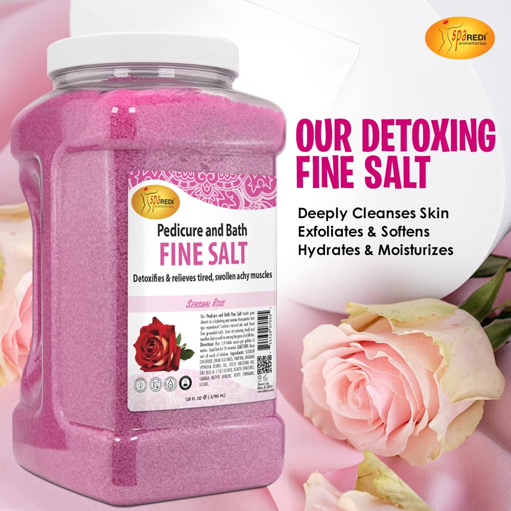 SPA REDI Detox Foot Soak – Rose Salt, 128oz (Dead Sea Salt & Oils)