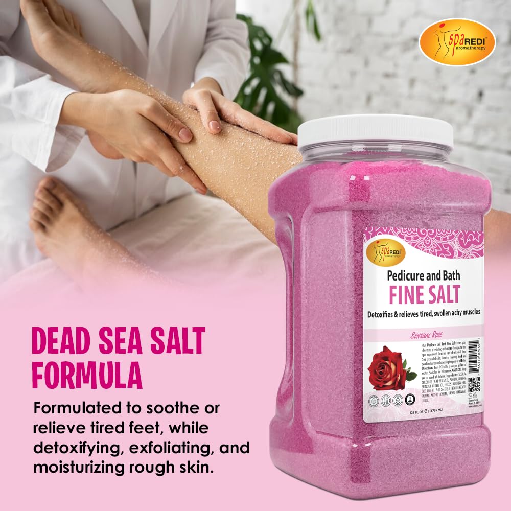 SPA REDI Detox Foot Soak – Rose Salt, 128oz (Dead Sea Salt & Oils)