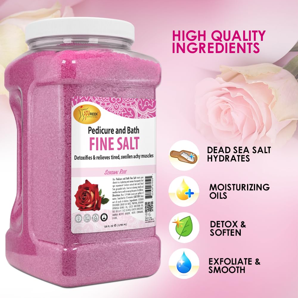 SPA REDI Detox Foot Soak – Rose Salt, 128oz (Dead Sea Salt & Oils)