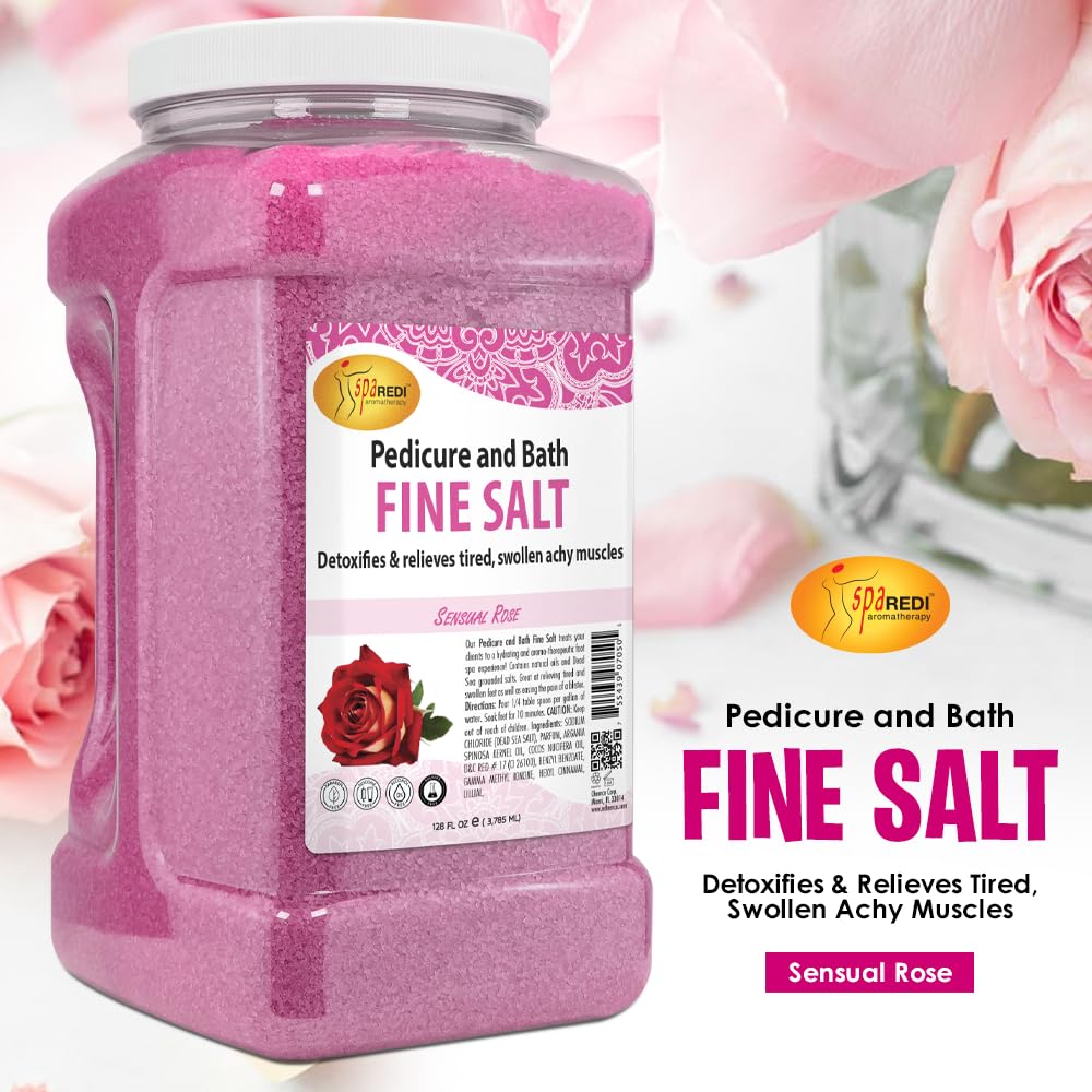 SPA REDI Detox Foot Soak – Rose Salt, 128oz (Dead Sea Salt & Oils)