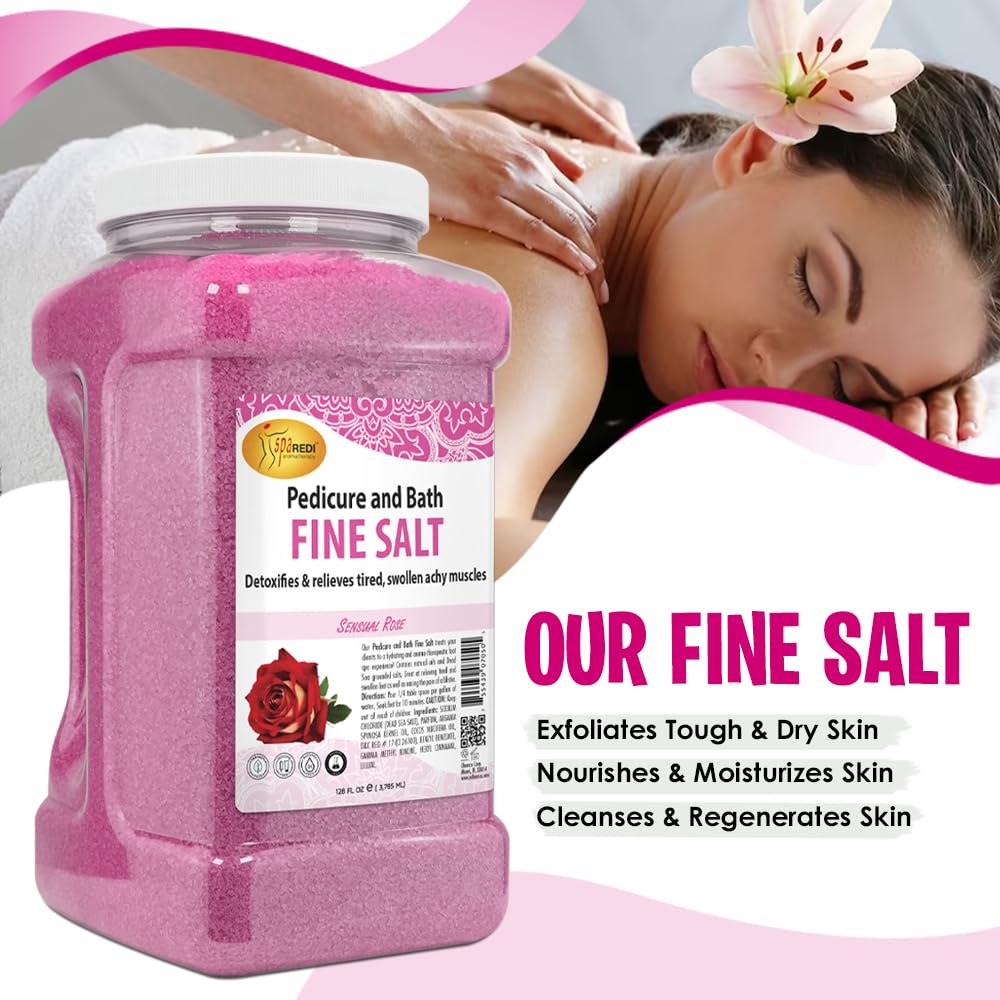 SPA REDI Detox Foot Soak – Rose Salt, 128oz (Dead Sea Salt & Oils)