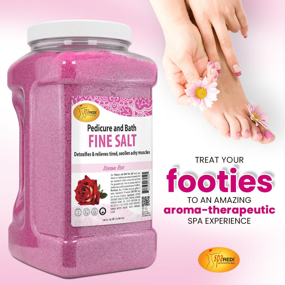 SPA REDI Detox Foot Soak – Rose Salt, 128oz (Dead Sea Salt & Oils)