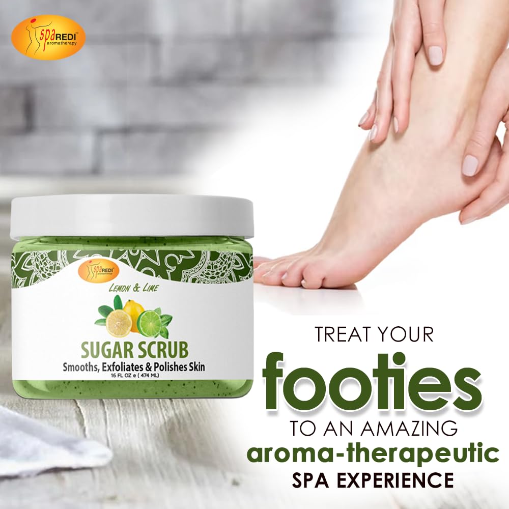 SPA REDI Lemon & Lime Sugar Scrub – Moisturizing & Exfoliating Scrub 16 oz