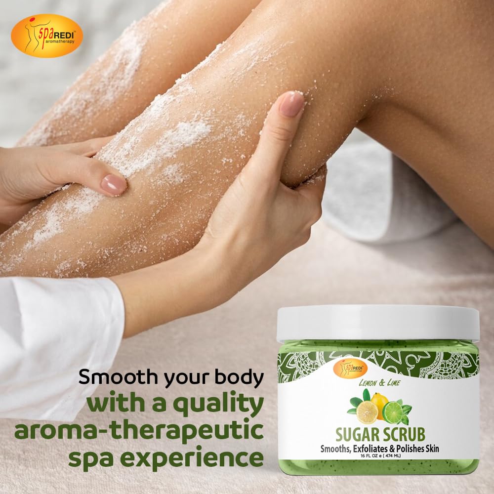 SPA REDI Lemon & Lime Sugar Scrub – Moisturizing & Exfoliating Scrub 16 oz