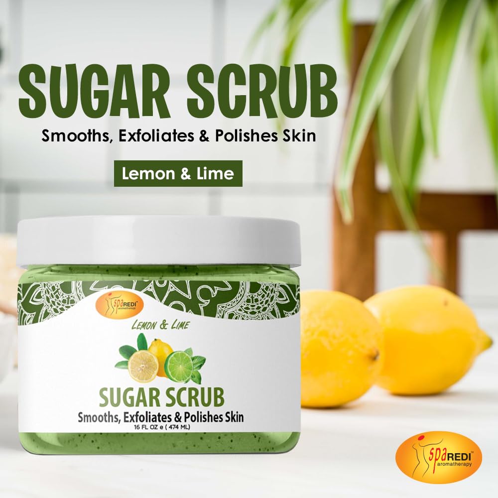 SPA REDI Lemon & Lime Sugar Scrub – Moisturizing & Exfoliating Scrub 16 oz