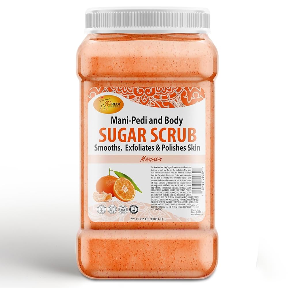 SPA REDI Mandarin Sugar Scrub 128 Oz – Exfoliating, Moisturizing Body Exfoliator