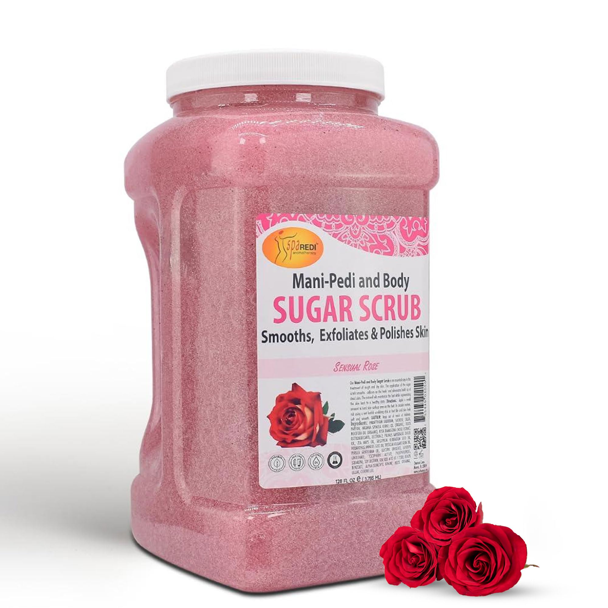 SPA REDI Sugar Body Scrub | Sensual Rose 128 Oz – Exfoliate, Hydrate & Nourish
