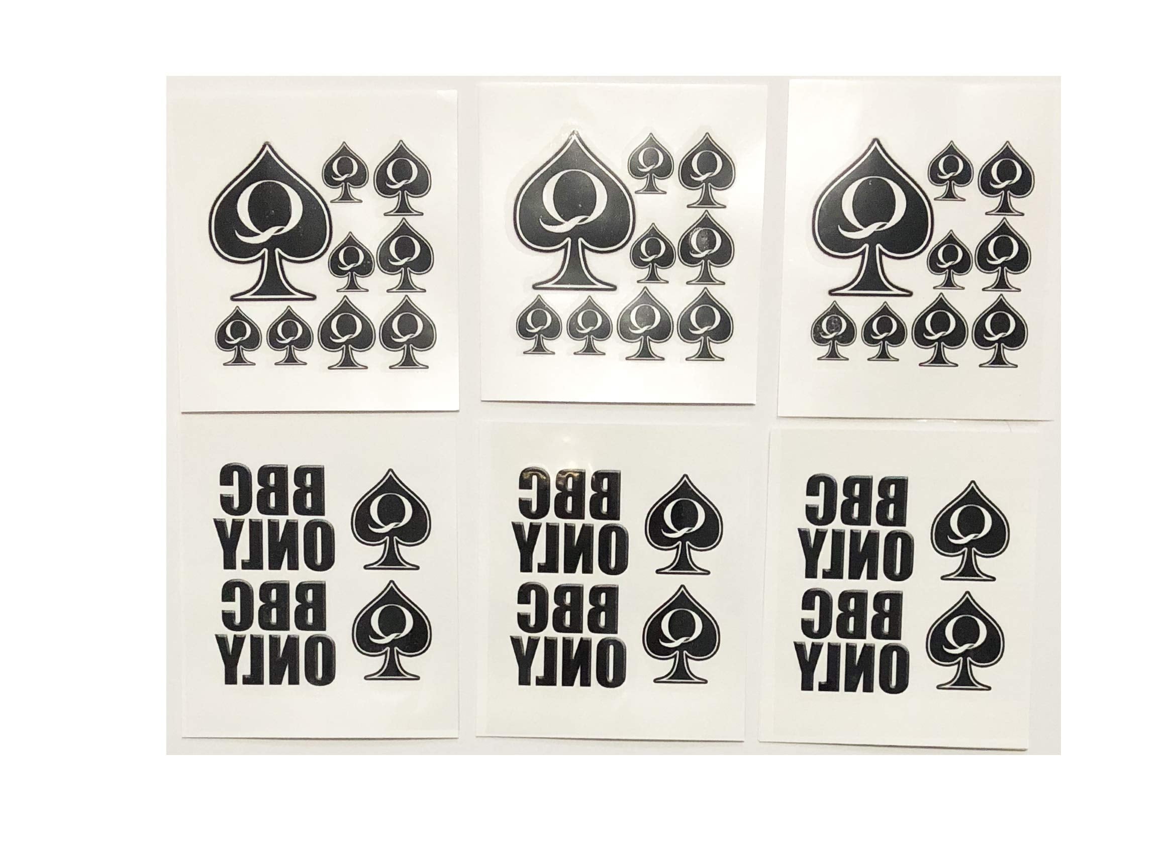 SpadesCastle Queen of Spades Temporary Tattoos – 39-Piece BBC ONLY Set on 6 Sheets