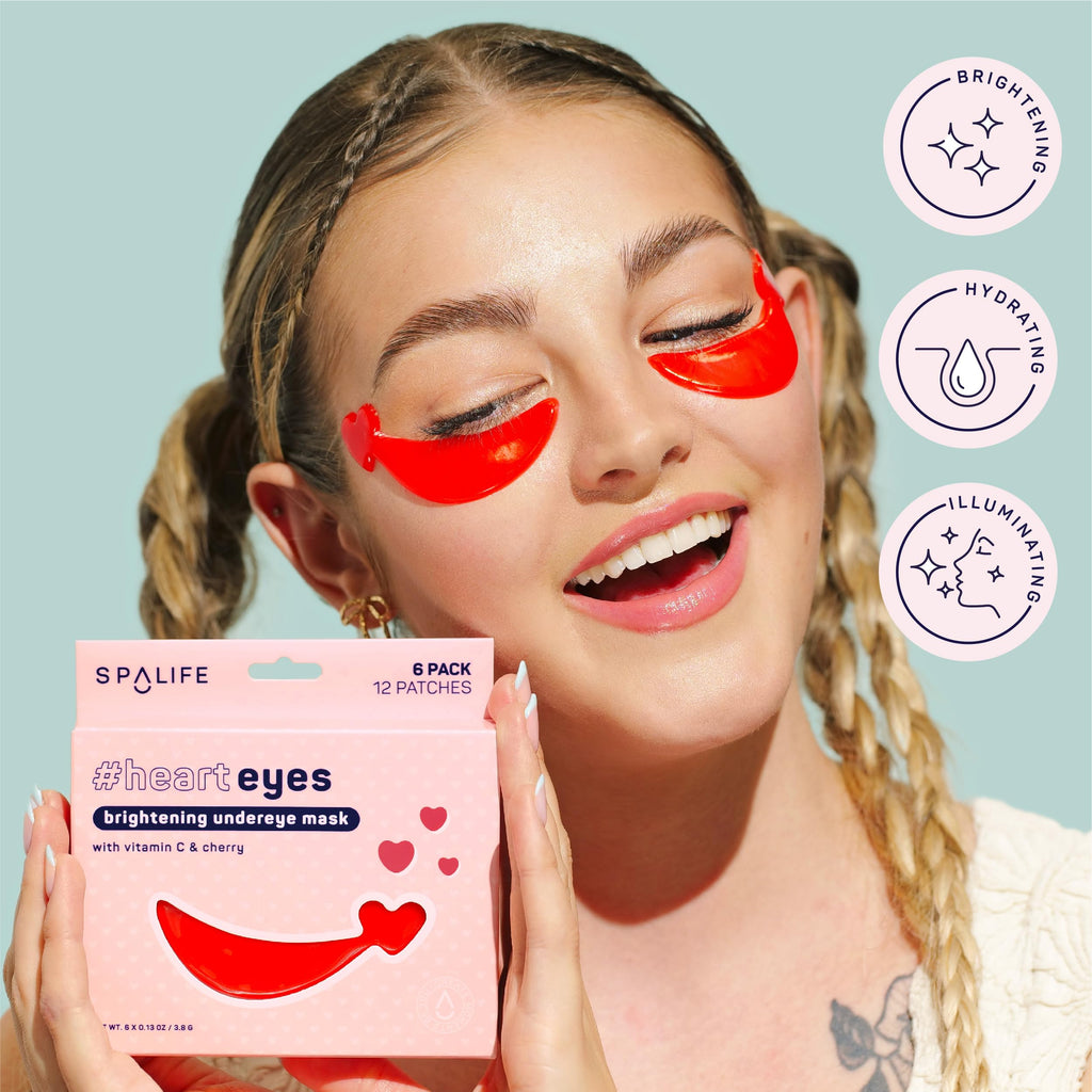 SpaLife Heart-Shaped Hydrogel Undereye Mask – Hydrating Patches, 24 Count, Giftable