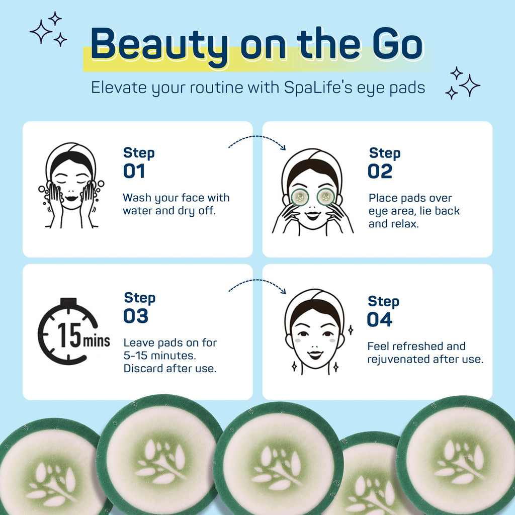 SpaLife Cooling Cucumber Eye Pads – Hydrating Puffy Eye Patches (48 Count)