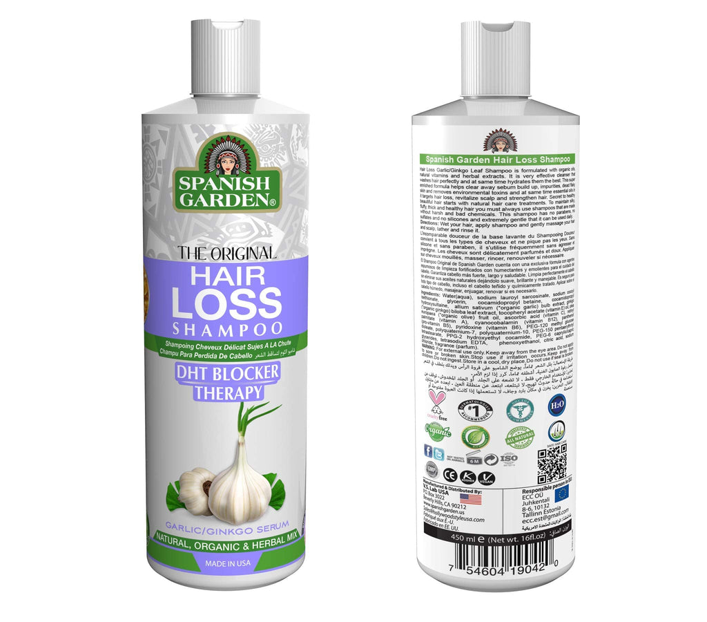Spanish Garden Hair Loss Shampoo – DHT Blocker with Organic Oils & Herbal Extracts (16 oz)