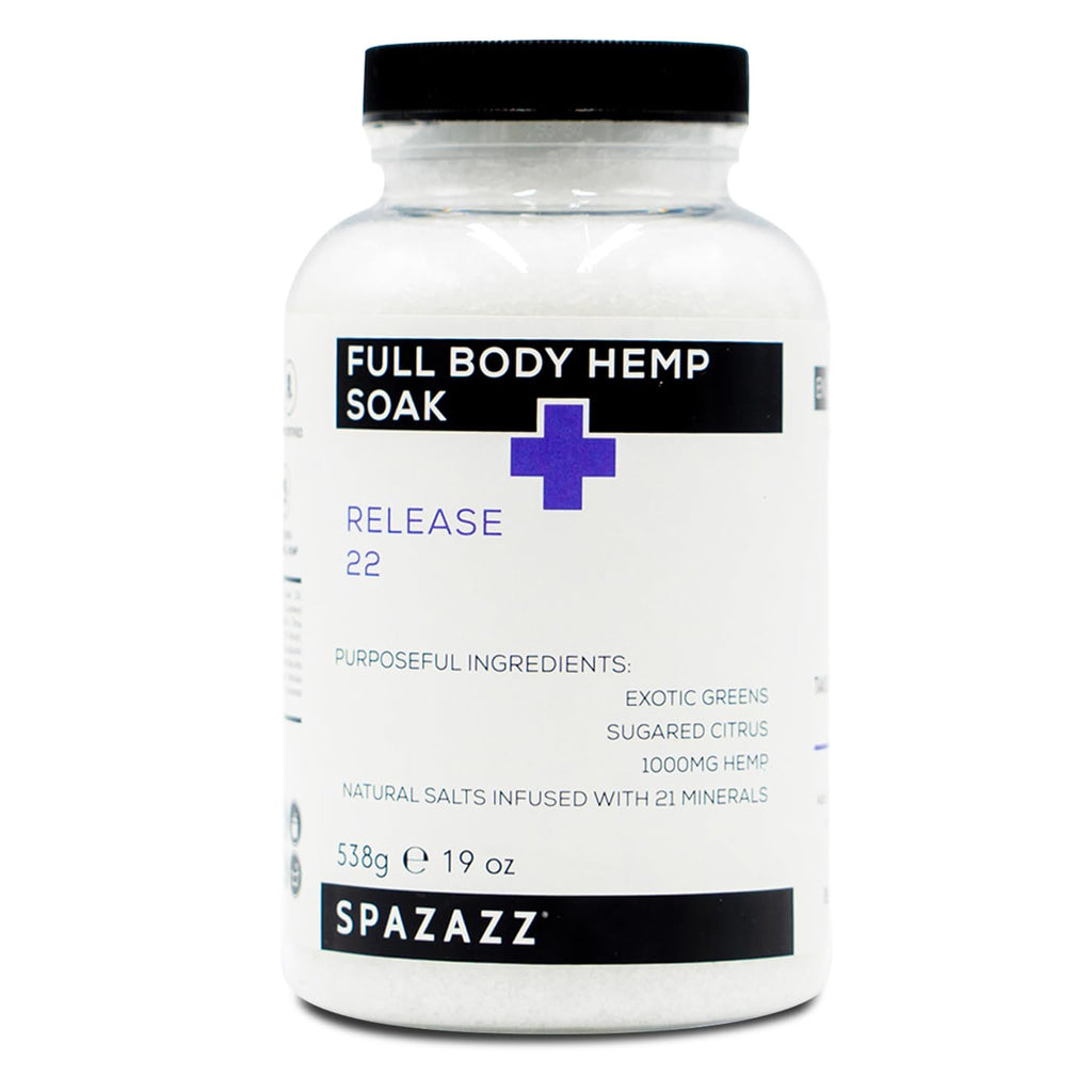 Spazazz Full Body Hemp Soak - 1000mg Hemp Bath Salts for Spa-Quality Baths & Hot Tubs | 538g